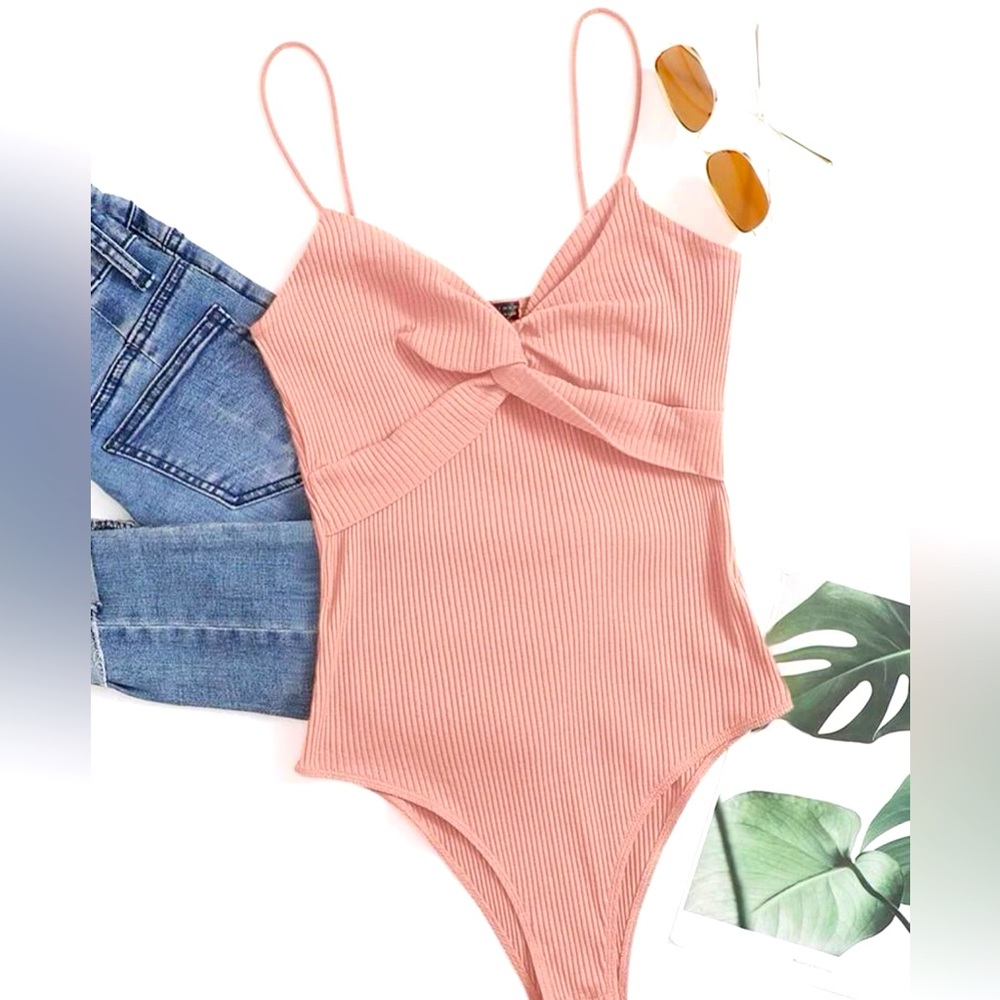 Front rib knit body suit